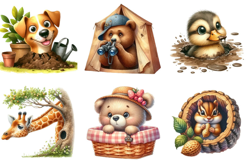 Funny Animals in Hole Clipart Bundle - CraftNest - Digital Crafting and Art