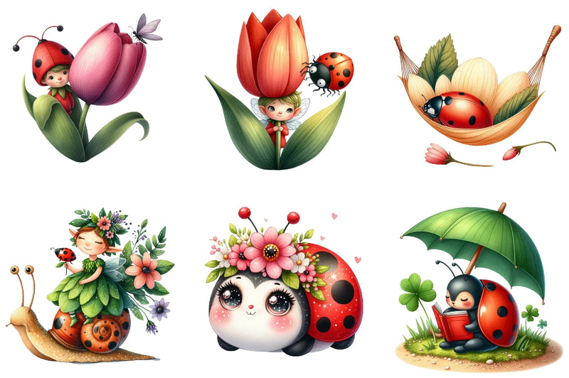 Ladybug Elf Clipart Bundle - CraftNest - Digital Crafting and Art