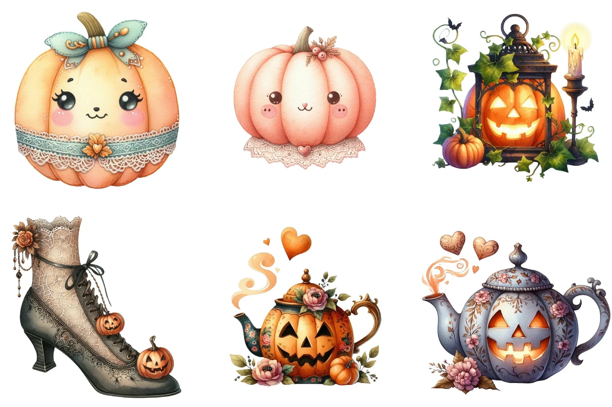 Cute Vintage Aesthetic Halloween Clipart Bundle - CraftNest - Digital Crafting and Art