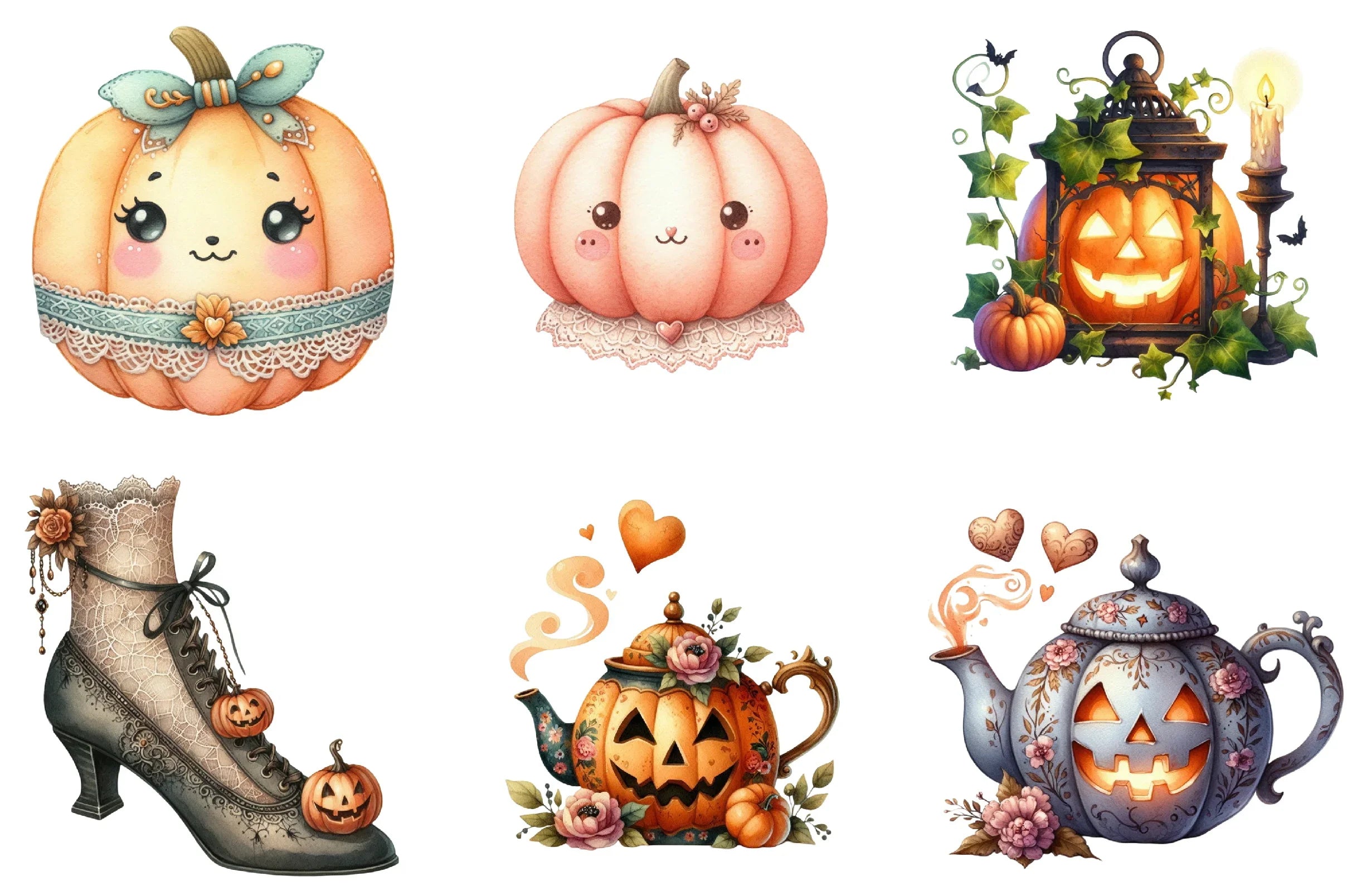 Cute Vintage Aesthetic Halloween Clipart Bundle - CraftNest - Digital Crafting and Art