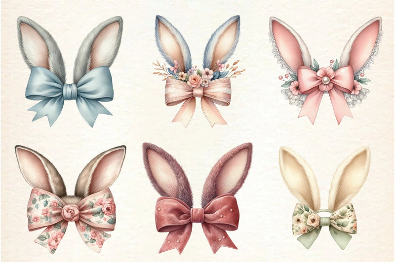Easter Bunny Ear Bow Clipart Bundle - CraftNest - Digital Crafting and Art