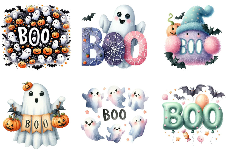 Cute Boo Halloween Clipart Bundle - CraftNest - Digital Crafting and Art