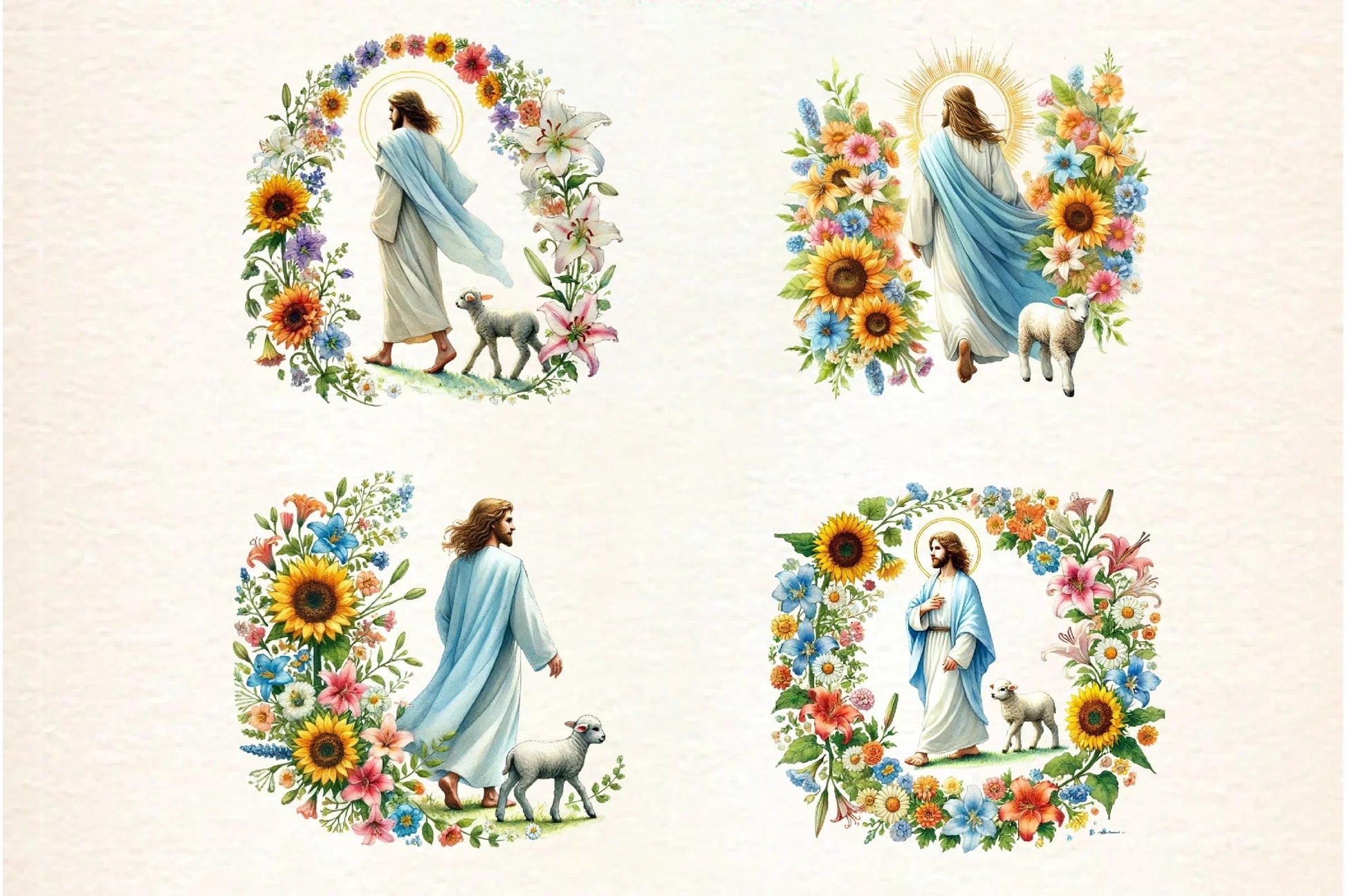 Floral Jesus Clipart Collection Bundle - CraftNest - Digital Crafting and Art