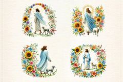 Floral Jesus Clipart Collection Bundle - CraftNest - Digital Crafting and Art