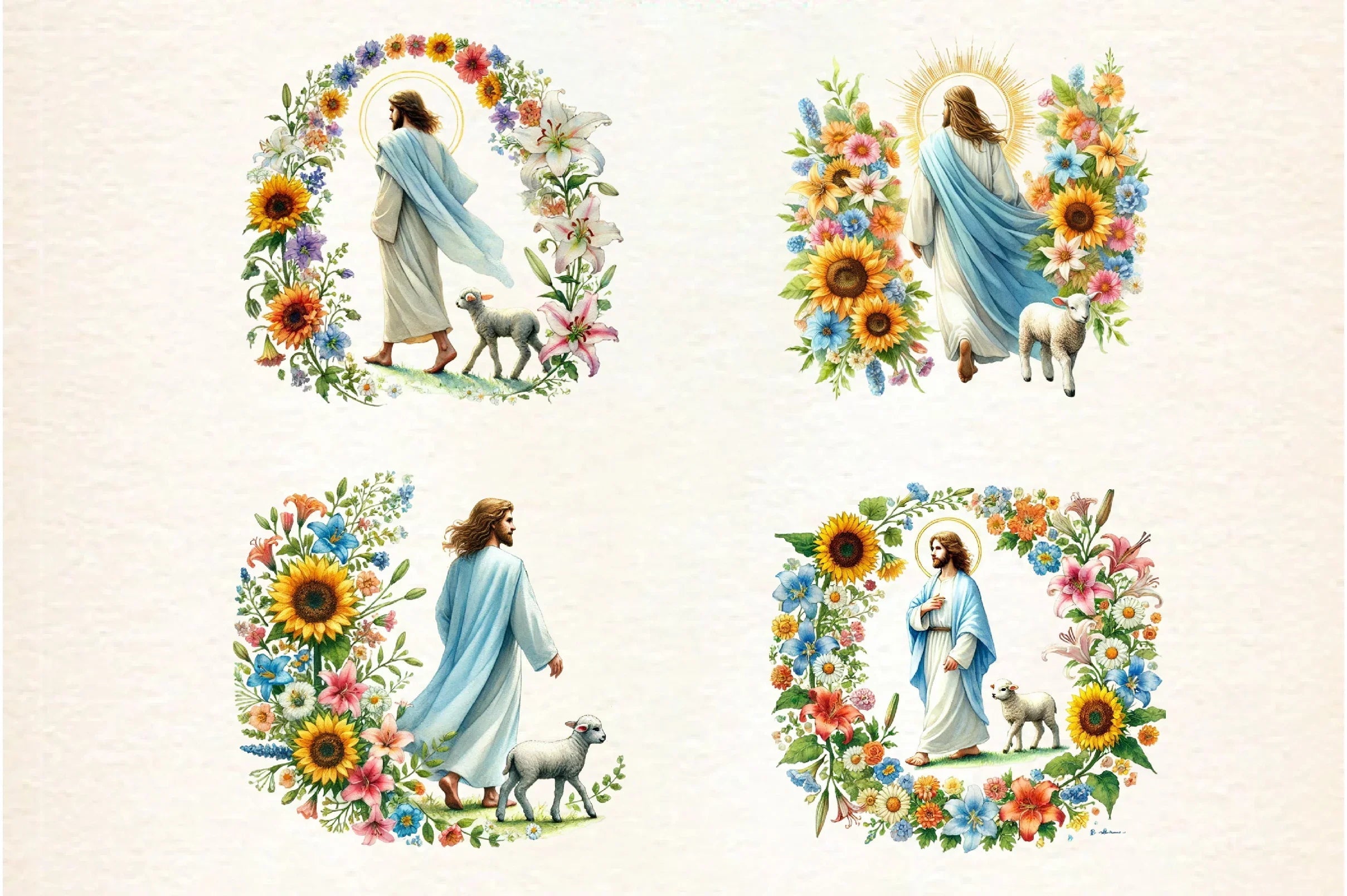 Floral Jesus Clipart Collection Bundle - CraftNest - Digital Crafting and Art