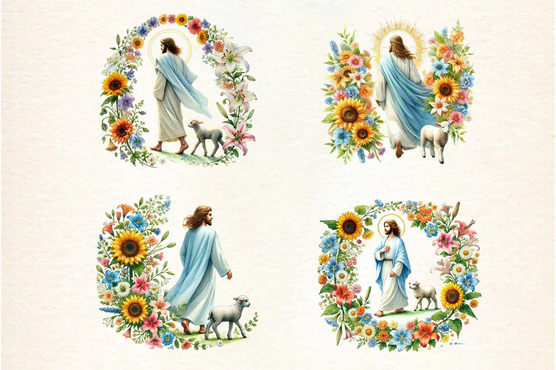 Floral Jesus Clipart Collection Bundle - CraftNest - Digital Crafting and Art