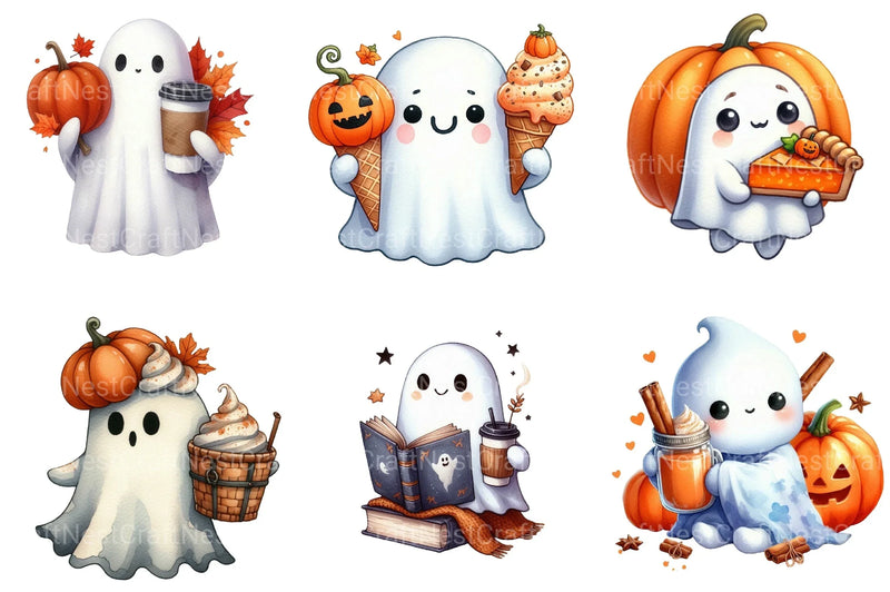 Pumpkin Spice Ghost Halloween Clipart Bundle - CraftNest - Digital Crafting and Art