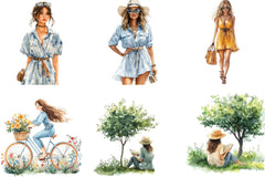 Summer Girl City Clipart Bundle - CraftNest - Digital Crafting and Art