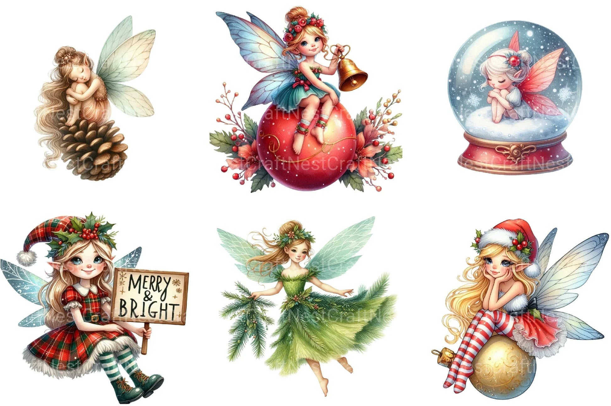 Christmas Fairy Clipart Bundle 1 - CraftNest - Digital Crafting and Art