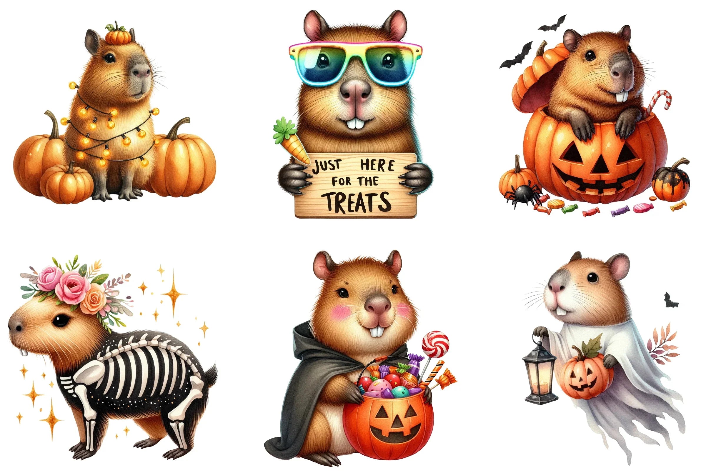 Halloween Capybara Clipart Bundle - CraftNest - Digital Crafting and Art