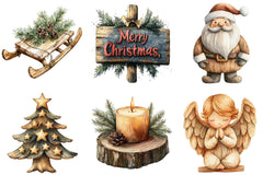 Rustic Wooden Christmas Clipart Bundle - CraftNest - Digital Crafting and Art
