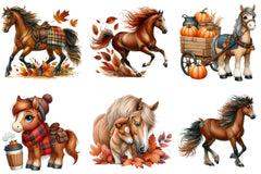 Autumn Brown Horse Clipart Bundle - CraftNest - Digital Crafting and Art