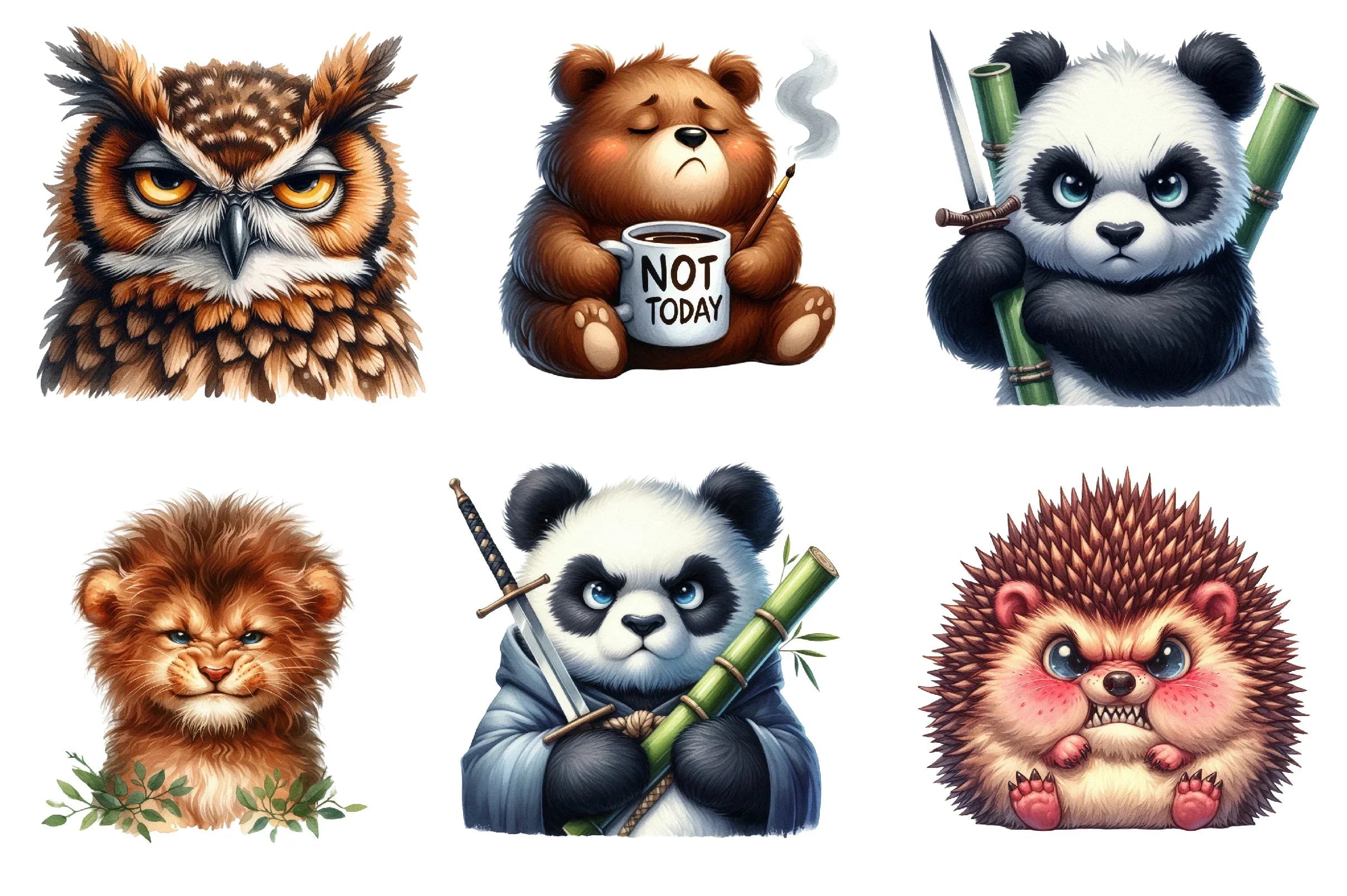 Grumpy Animals Clipart Bundle - CraftNest - Digital Crafting and Art