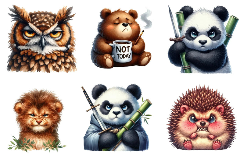Grumpy Animals Clipart Bundle - CraftNest - Digital Crafting and Art