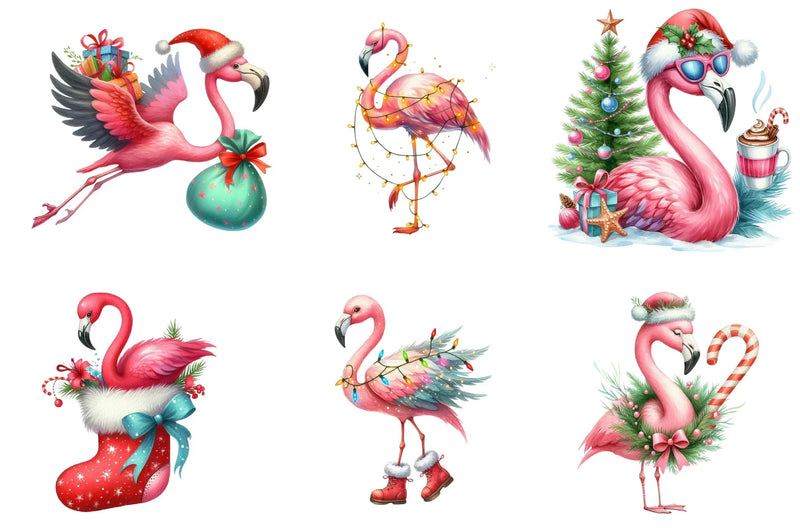 Christmas Flamingo Clipart Bundle - CraftNest - Digital Crafting and Art