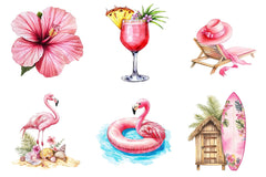 Pink Summer Beach Clipart Bundle - CraftNest - Digital Crafting and Art