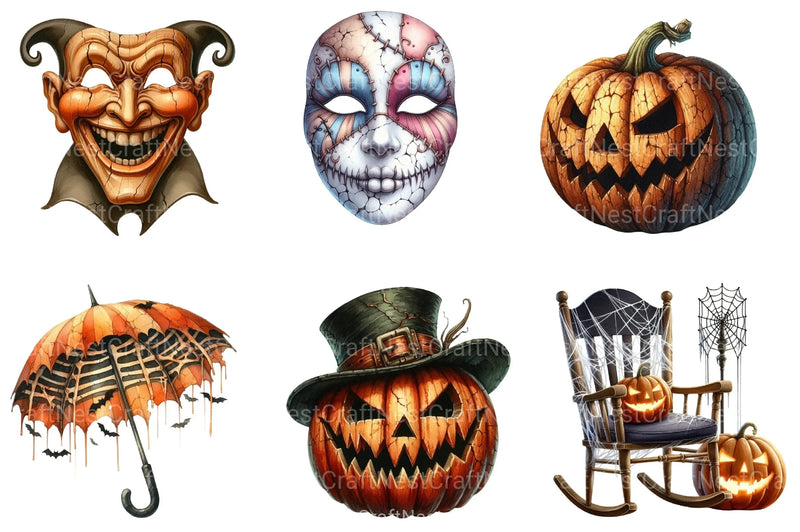 Vintage Creepy Halloween Clipart Bundle 3 - CraftNest - Digital Crafting and Art