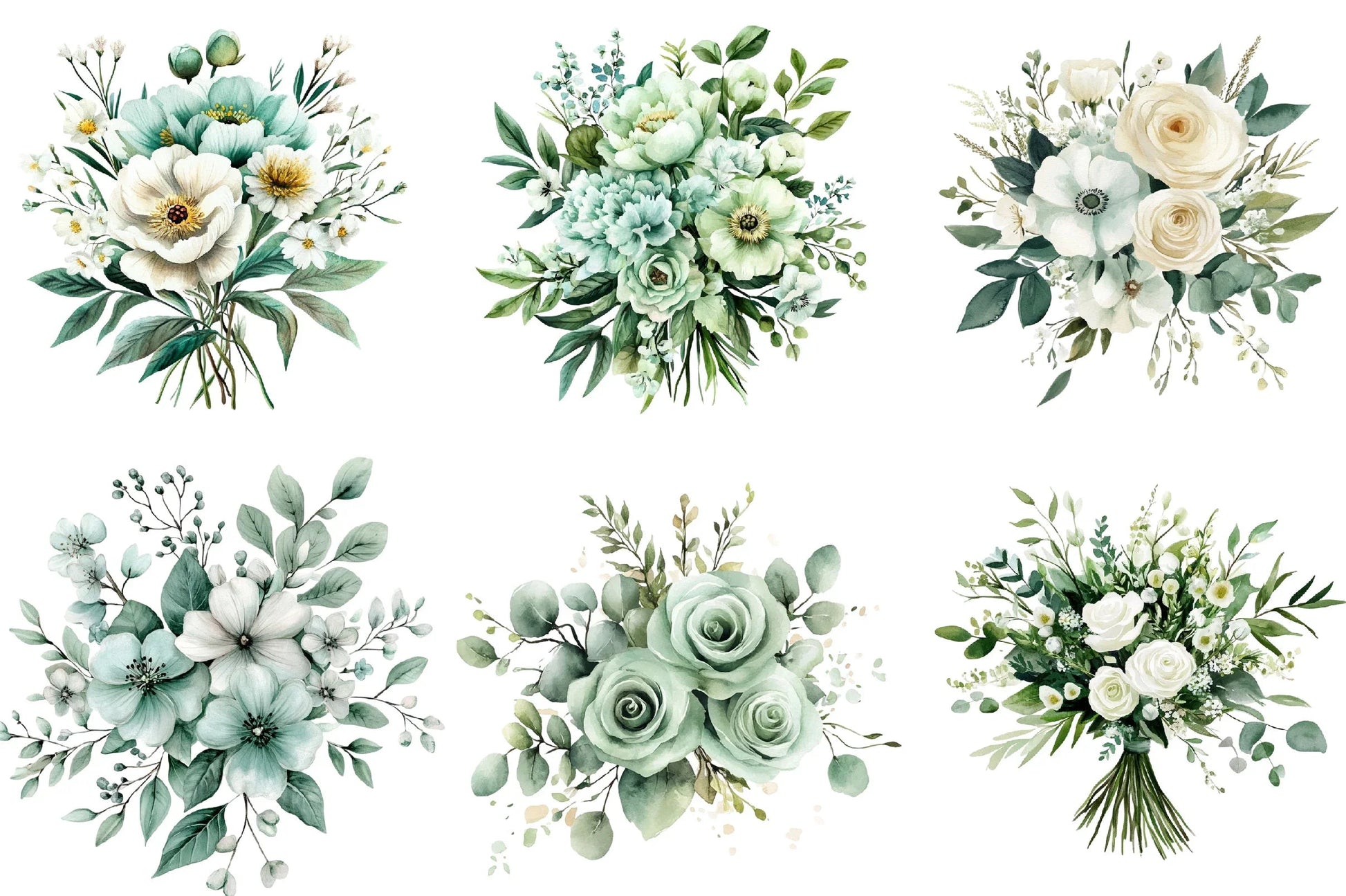 Emerald Flower Bouquet Clipart Bundle - CraftNest - Digital Crafting and Art