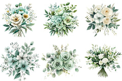 Emerald Flower Bouquet Clipart Bundle - CraftNest - Digital Crafting and Art
