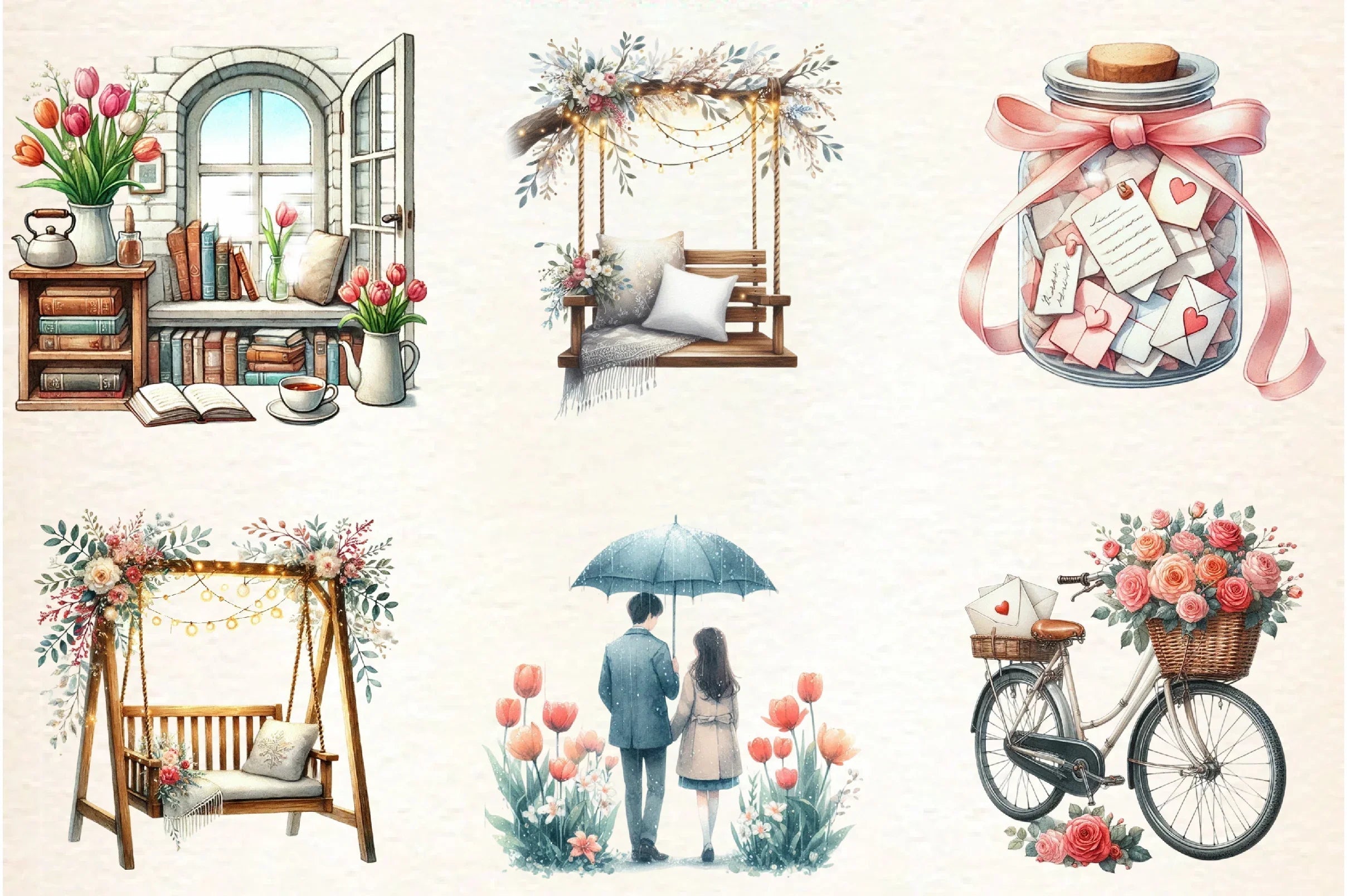 Cozy Romantic Spring Clipart Bundle - CraftNest - Digital Crafting and Art