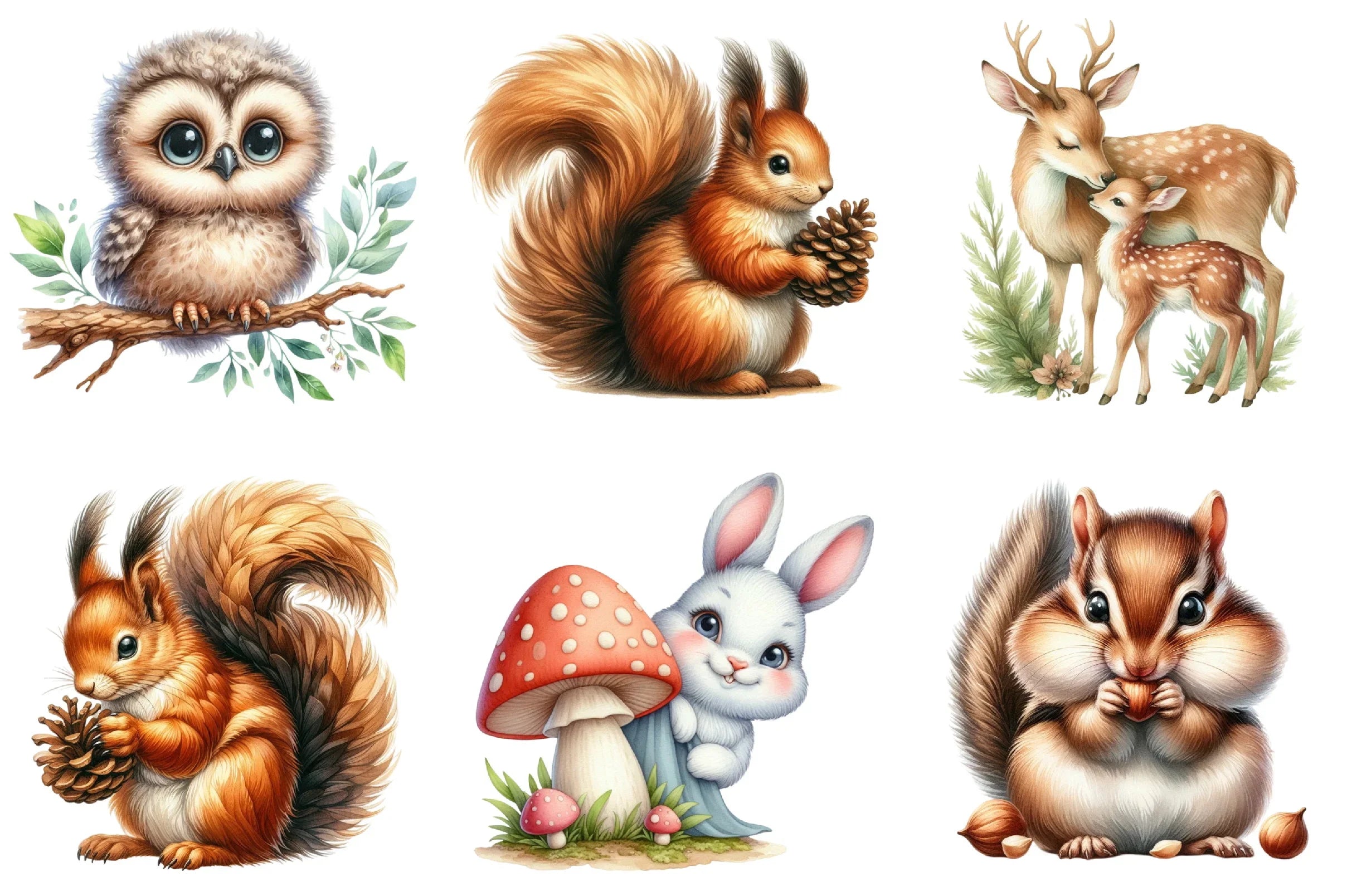 Woodland Animals Design Clipart Bundle - CraftNest - Digital Crafting and Art