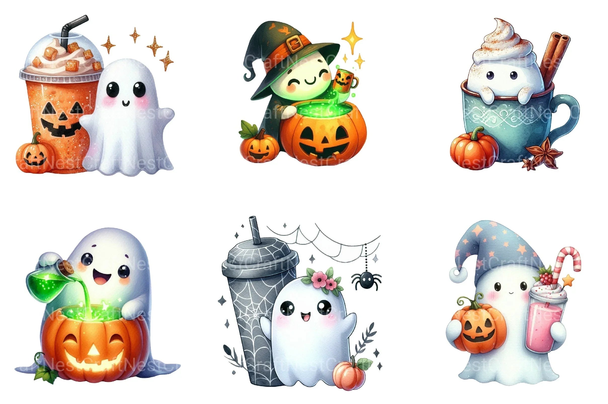 Jack O' Sip Ghost Halloween Clipart Bundle - CraftNest - Digital Crafting and Art