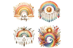 Baby Rainbow Boho Clipart Bundle - CraftNest - Digital Crafting and Art