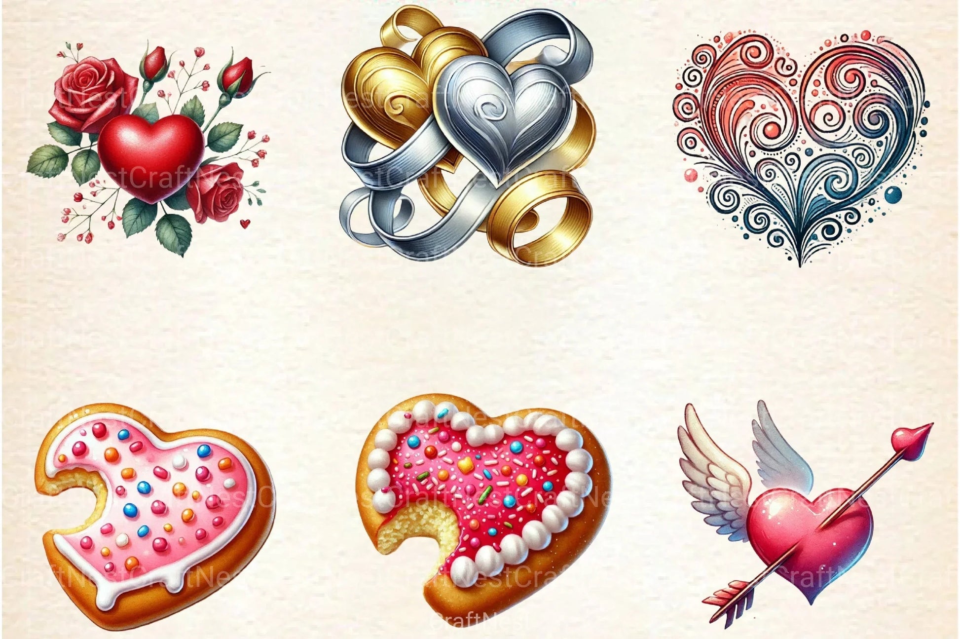 Valentine Heart Romantic Love Clipart Bundle - CraftNest - Digital Crafting and Art