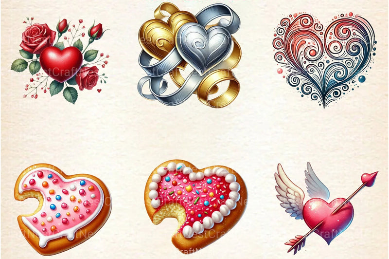 Valentine Heart Romantic Love Clipart Bundle - CraftNest - Digital Crafting and Art