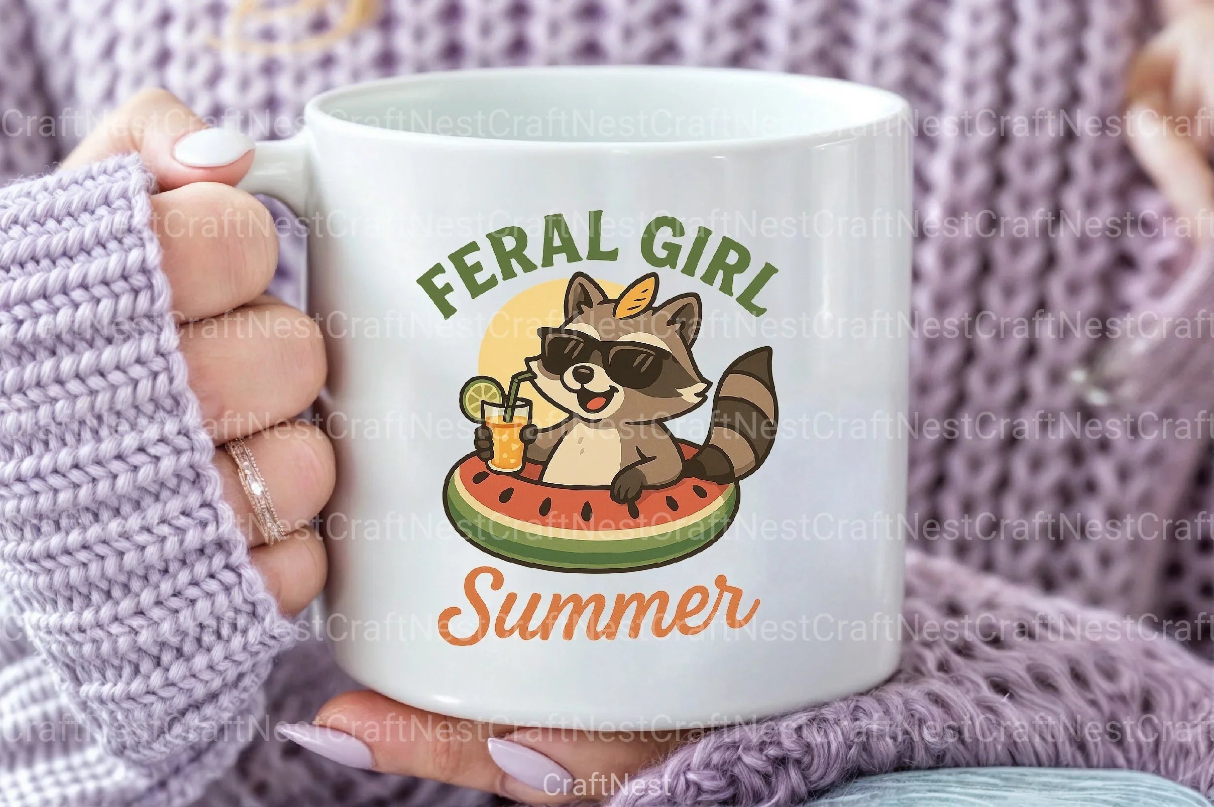 Summer Funny Raccoon Feral Girl Clipart Bundle - CraftNest - Digital Crafting and Art