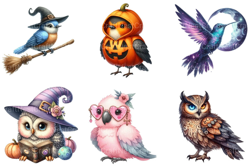 Halloween Birds Clipart Bundle 2 - CraftNest - Digital Crafting and Art
