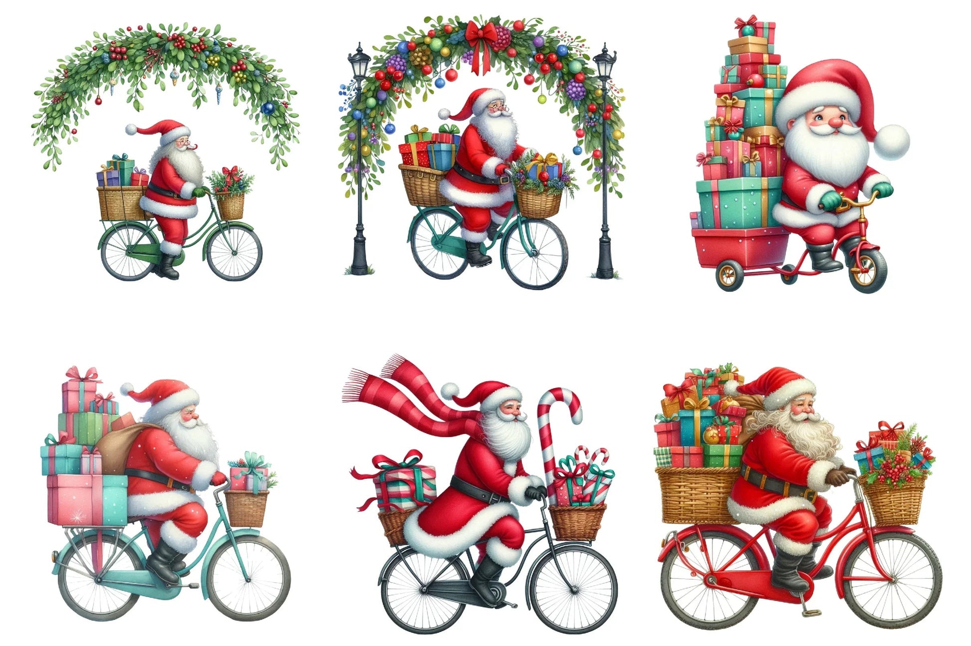 Santa Bicycle Gifts Clipart Bundle - CraftNest - Digital Crafting and Art
