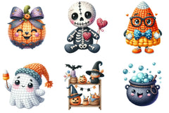 Cute Halloween Crochet Illustrations Clipart Bundle - CraftNest - Digital Crafting and Art