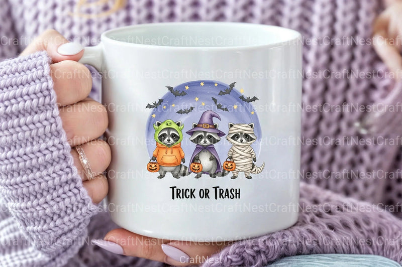 Halloween Raccoon Trick Or Treat Clipart Bundle - CraftNest - Digital Crafting and Art