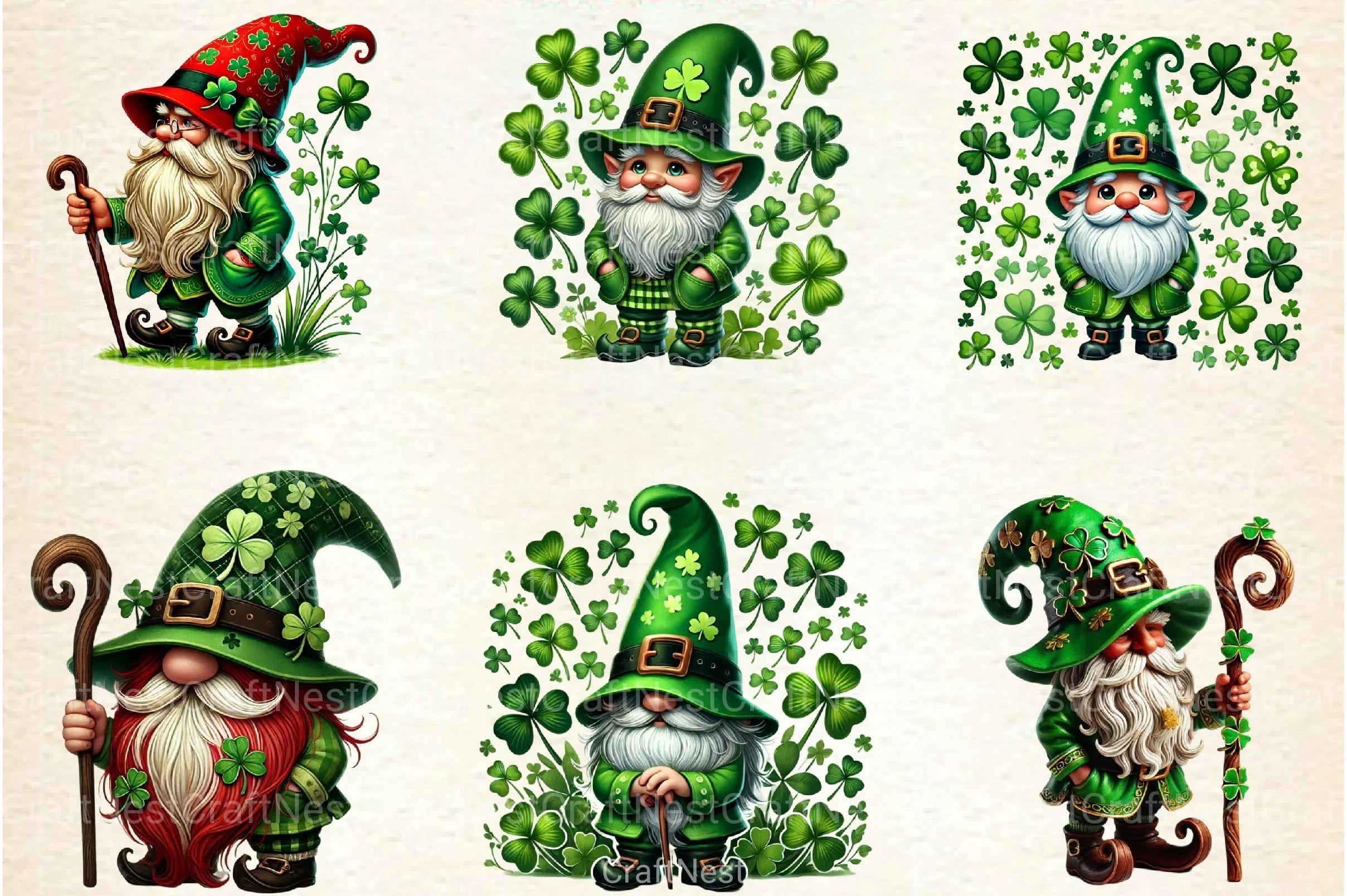 St. Patrick's Day Gnome Clipart Bundle 99 - CraftNest - Digital Crafting and Art