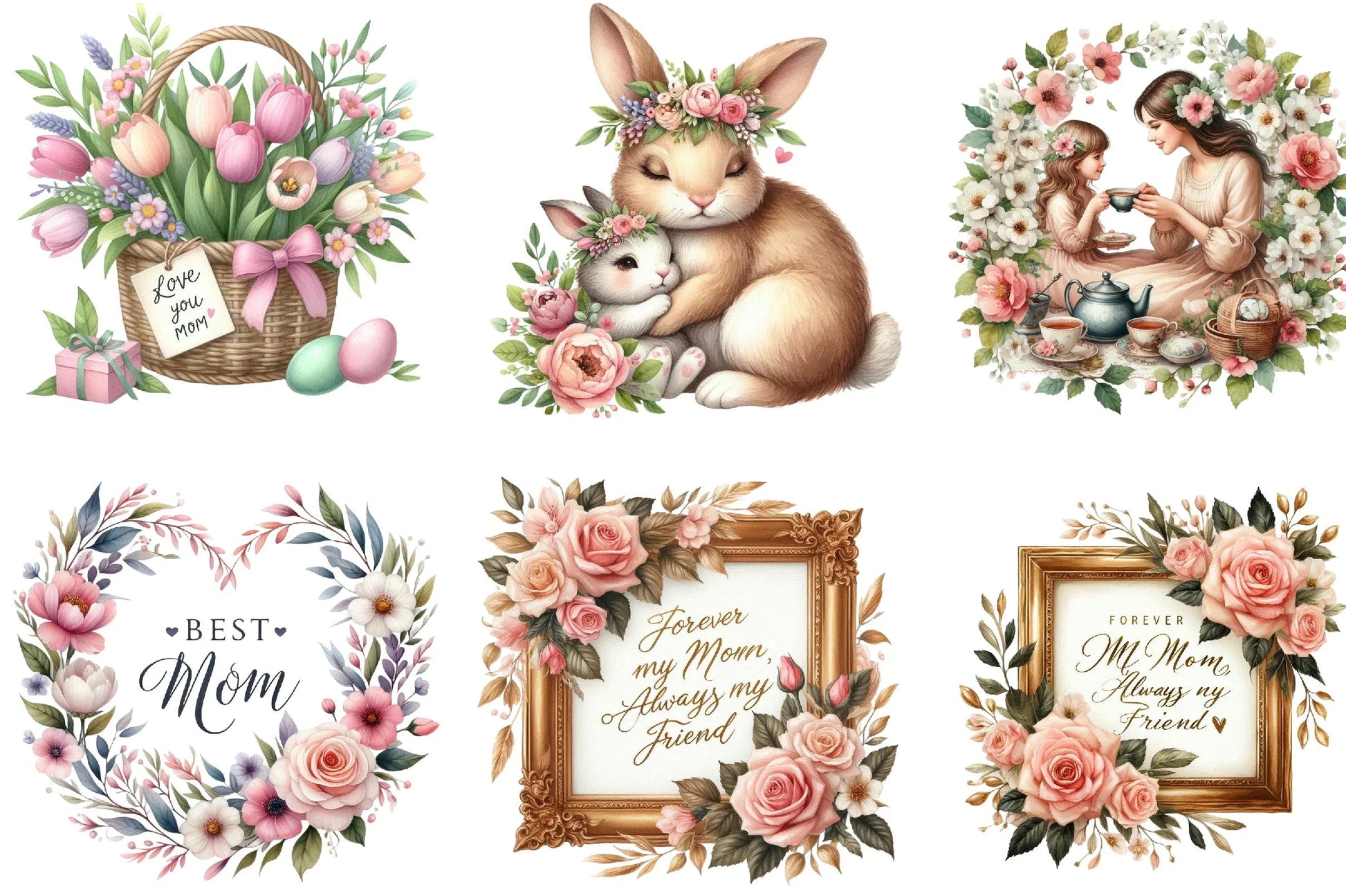 Romantic Mother's Day Clipart Bundle - CraftNest - Digital Crafting and Art