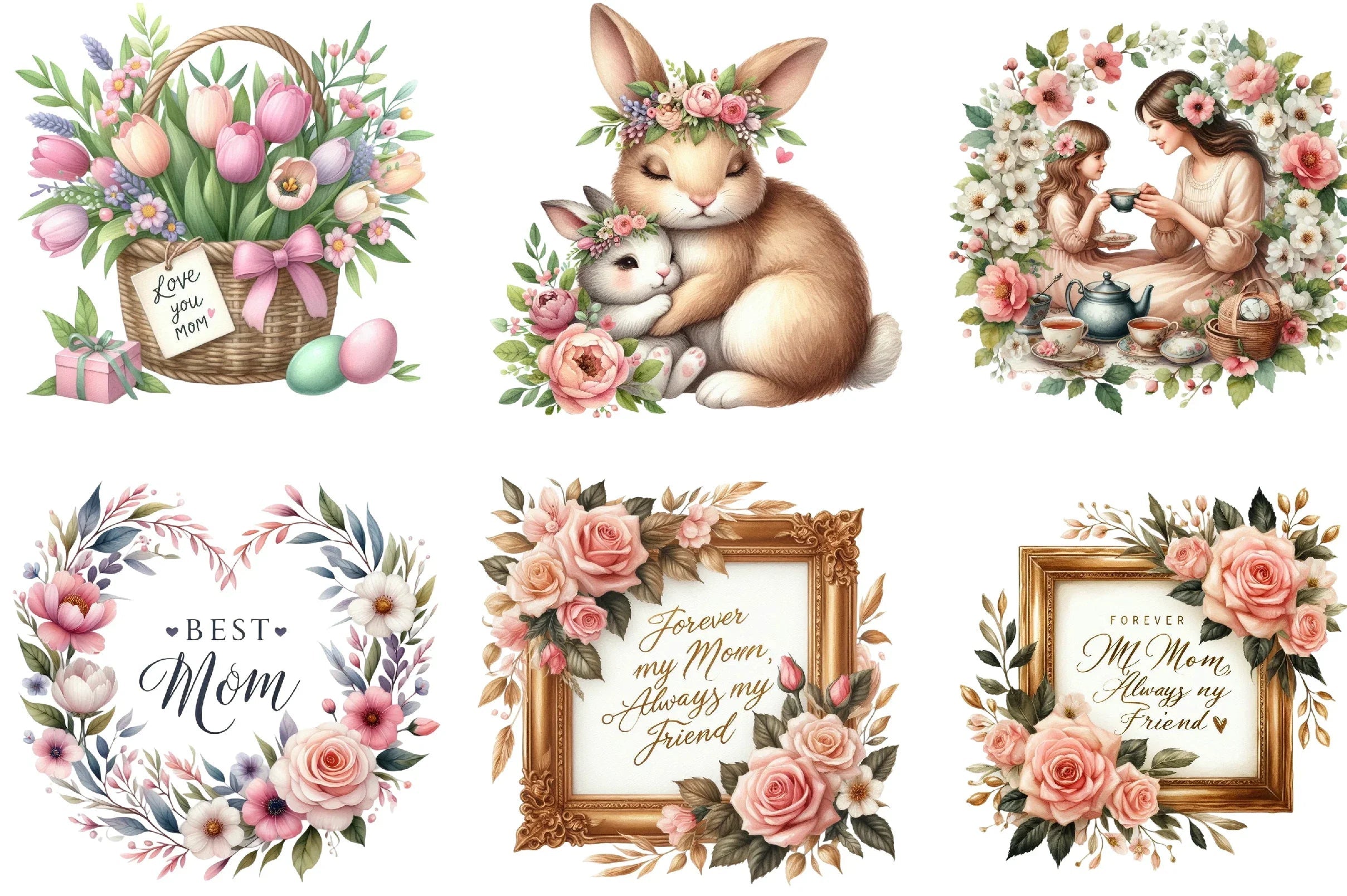 Romantic Mother's Day Clipart Bundle - CraftNest - Digital Crafting and Art