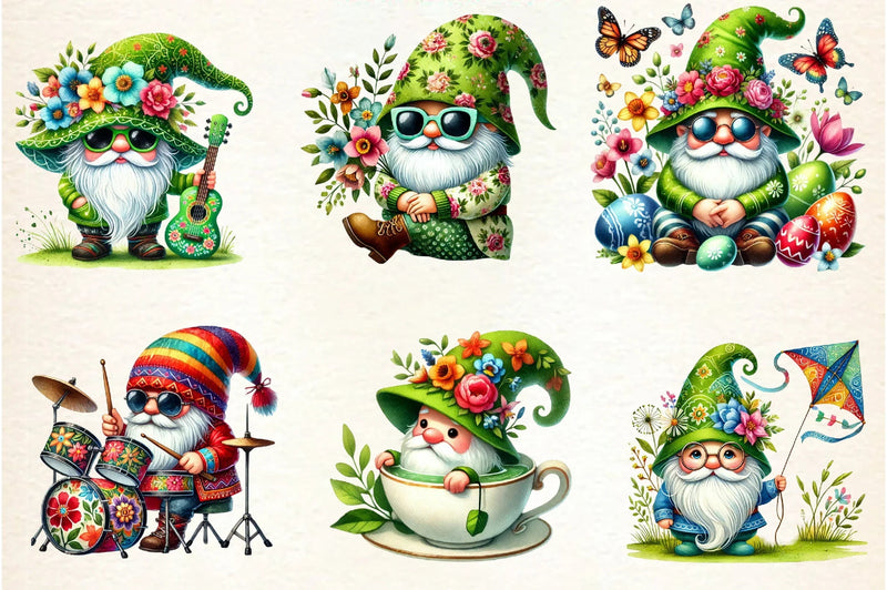 Funny Spring Gnome Clipart Bundle - CraftNest - Digital Crafting and Art