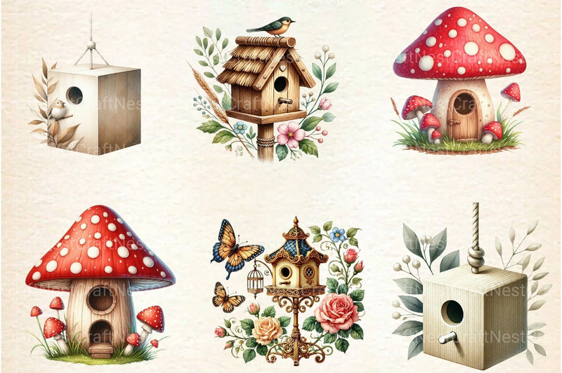 Bird House Clipart Bundle - CraftNest - Digital Crafting and Art