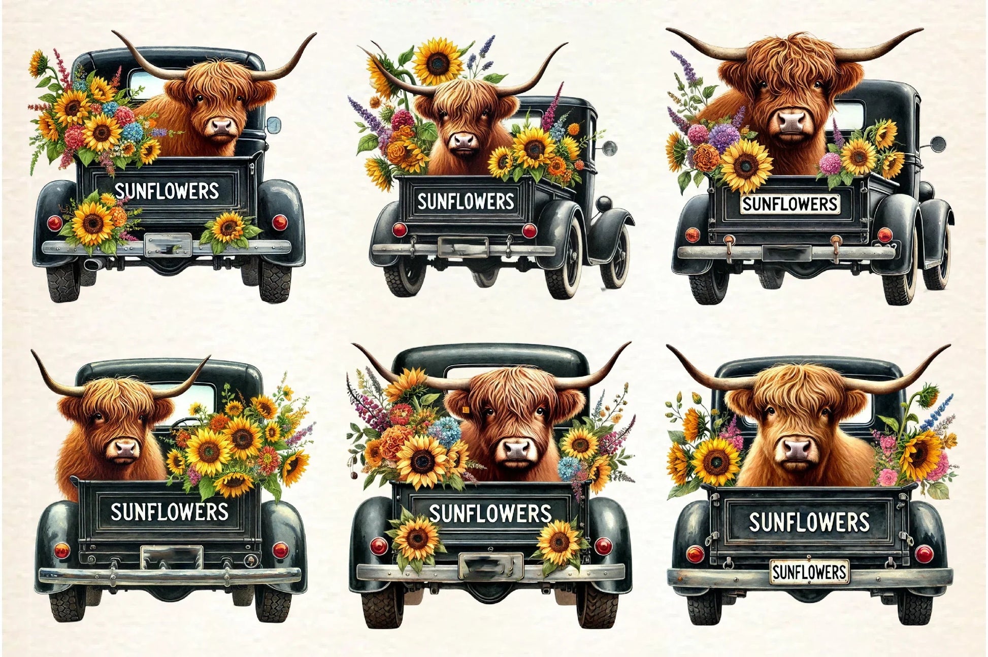 Sunflower Highland Cow Clipart Bundle - CraftNest - Digital Crafting and Art