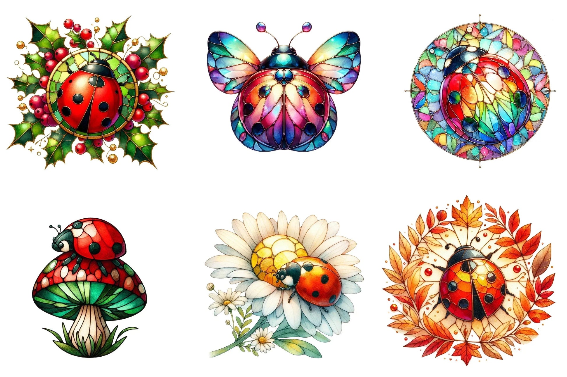 Stained Glass Ladybug Clipart Bundle - CraftNest - Digital Crafting and Art
