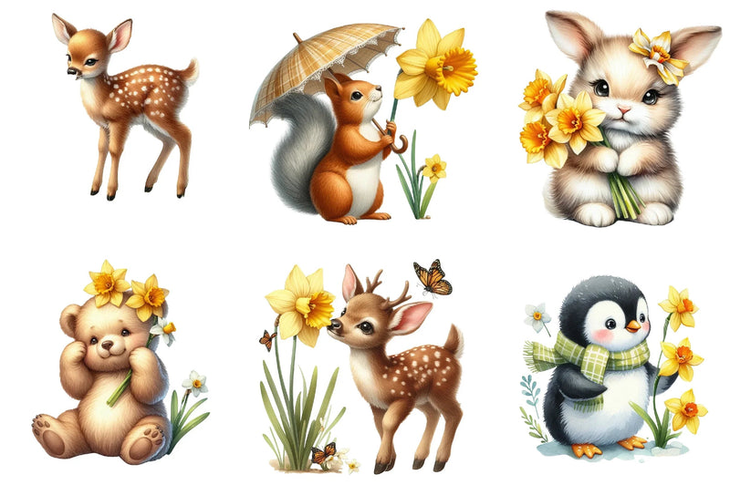 Daffodils Flowers Clipart Bundle - CraftNest - Digital Crafting and Art