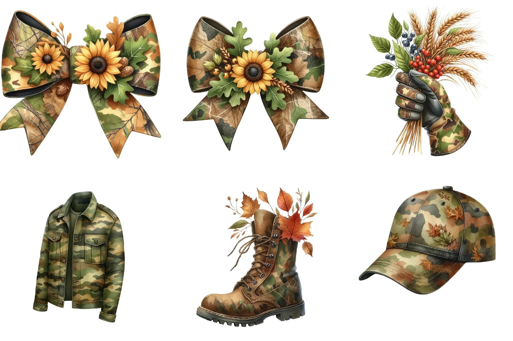 Camouflage Autumn Clipart Bundle - CraftNest - Digital Crafting and Art