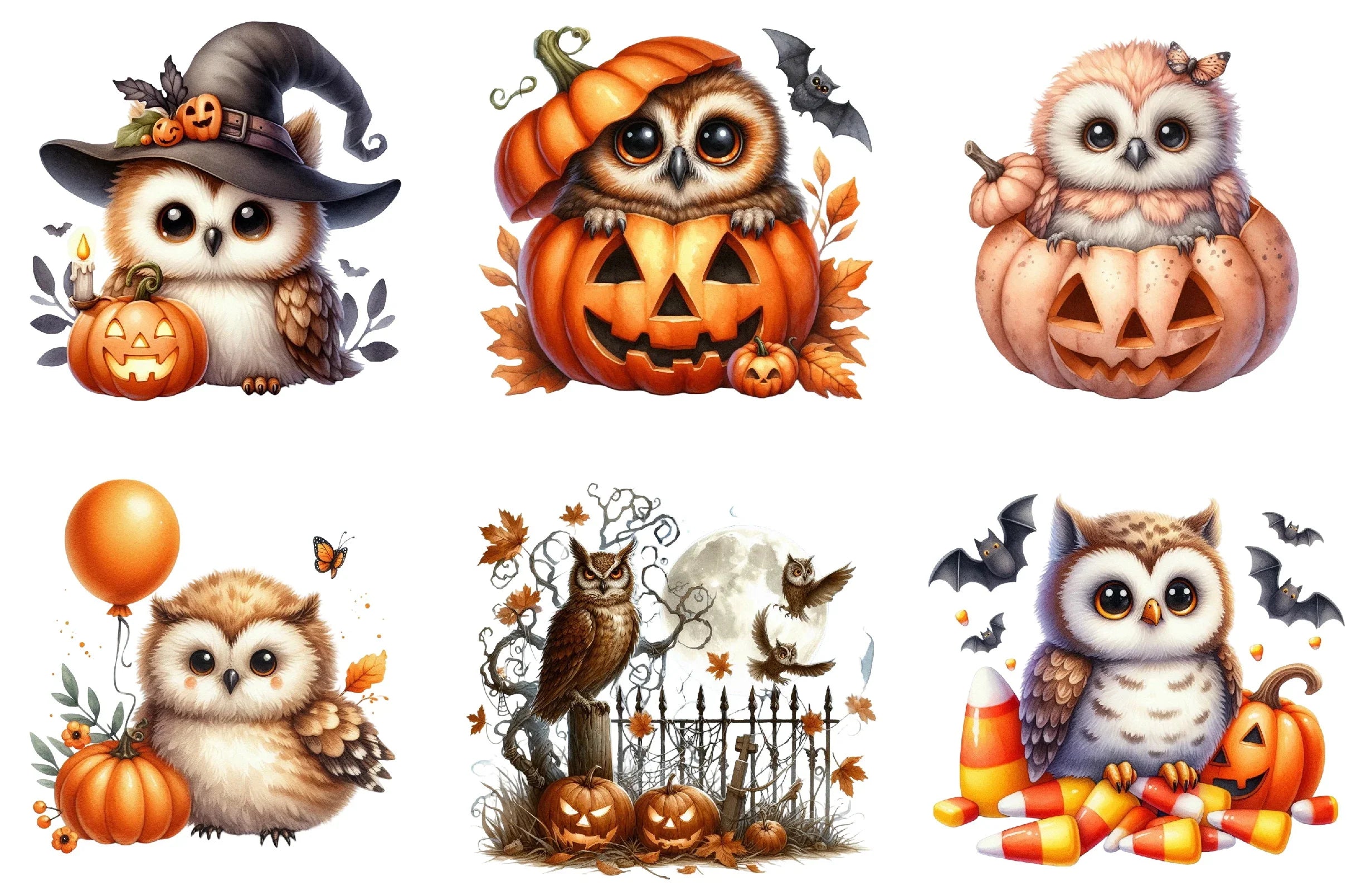 Fall Owl Halloween Clipart Bundle - CraftNest - Digital Crafting and Art
