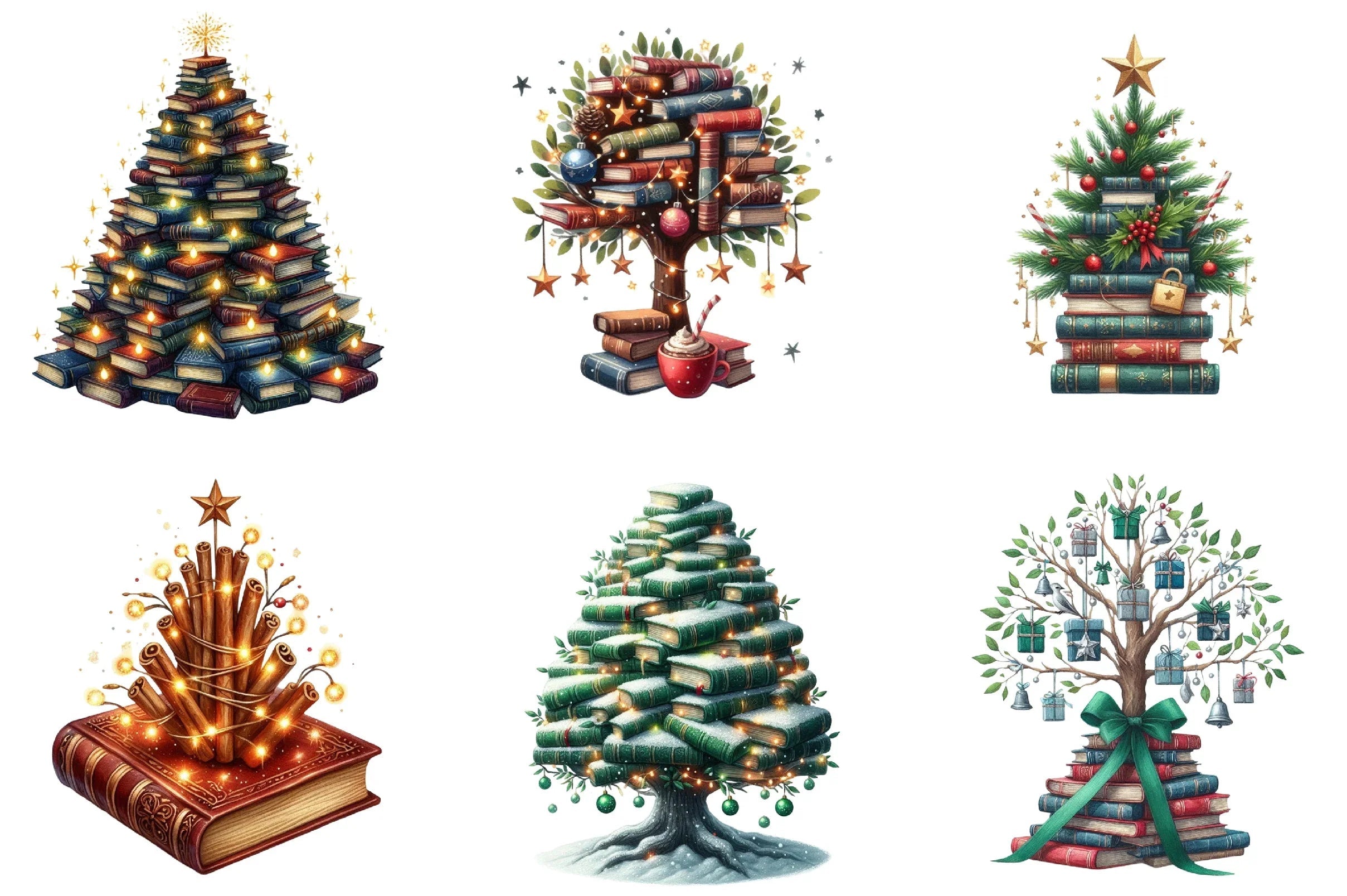 Christmas Books Tree Clipart Bundle - CraftNest - Digital Crafting and Art
