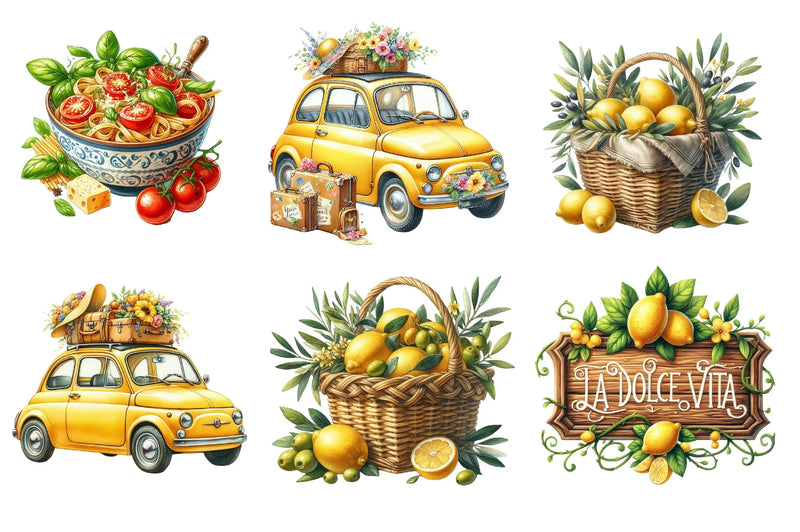 Italian Summer Clipart Bundle - CraftNest - Digital Crafting and Art
