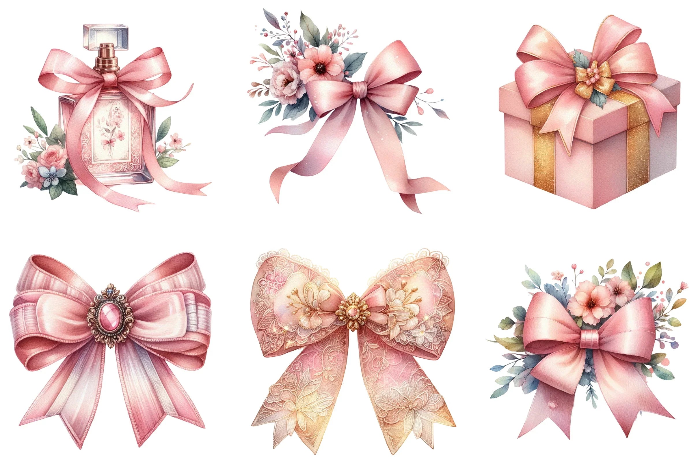 Soft Pink Coquette Bow Clipart Bundle - CraftNest - Digital Crafting and Art