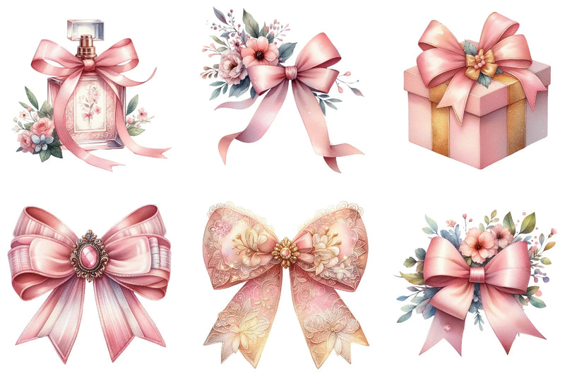 Soft Pink Coquette Bow Clipart Bundle - CraftNest - Digital Crafting and Art