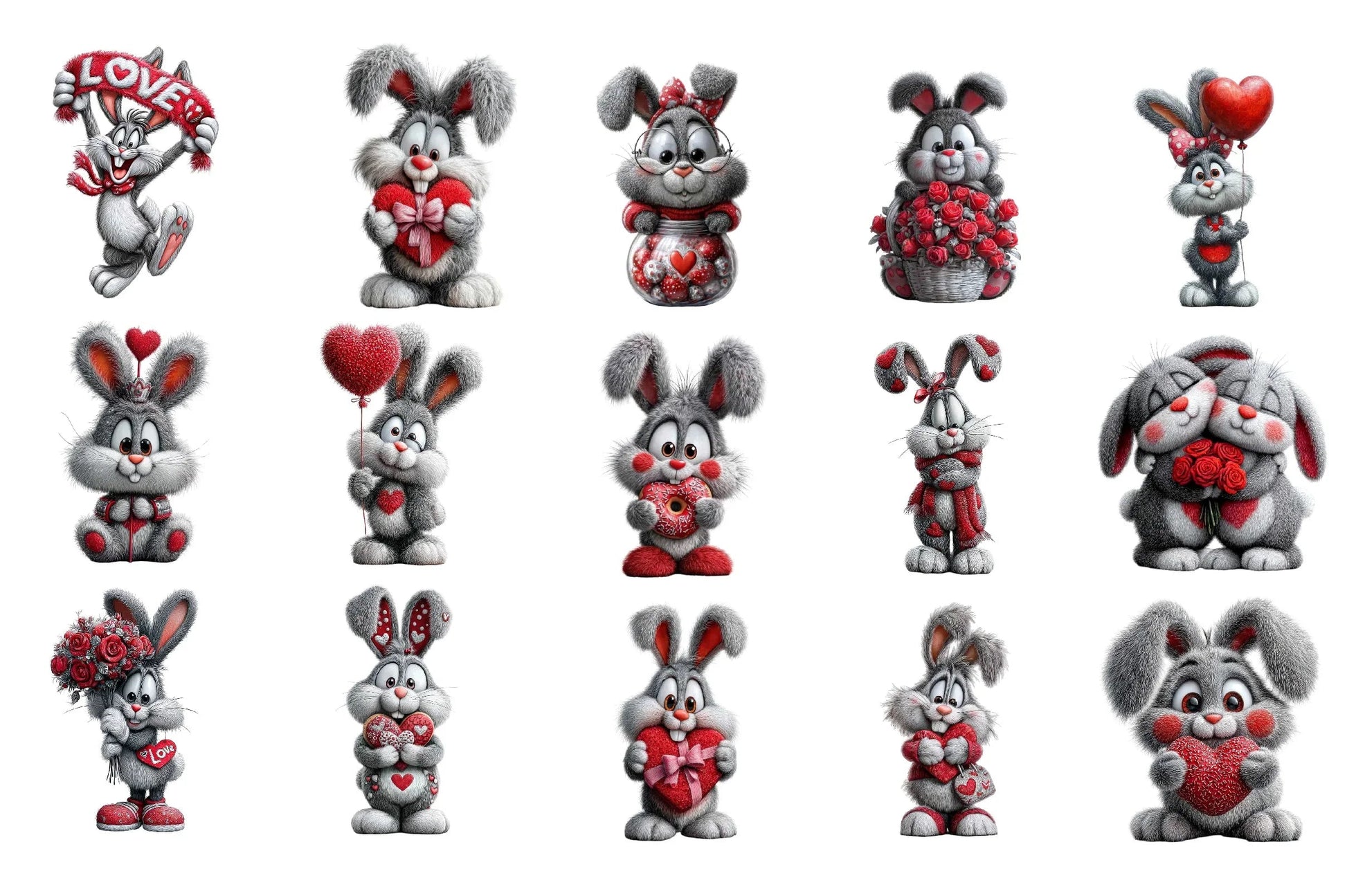 Valentine Rabbit Clipart Bundle - CraftNest - Digital Crafting and Art