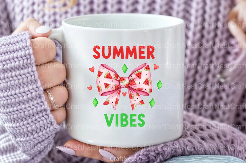 Summer Vibes Watermelon Bow Clipart Bundle - CraftNest - Digital Crafting and Art